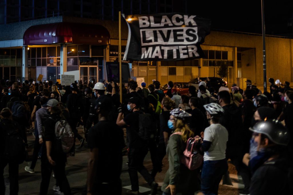 Protesters in Rochester in September.