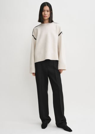 Embroidered Wool Cashmere Knit Snow