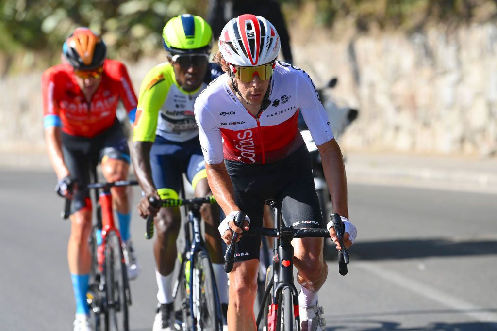 NAPOLI, ITALY - MAY 14: Guillaume Martin of France and Team Cofidis competes in the chase during the 105th Giro d&#039;Italia 2022, Stage 8 a 153km stage from Napoli to Napoli / #Giro / #WorldTour / on May 14, 2022 in Napoli, Italy. (Photo by Tim de Waele/Getty Images)