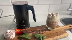 Salter Chocolatier hot chocolate maker / milk frother with assortment of garnishes including marshmallows, chili and mint