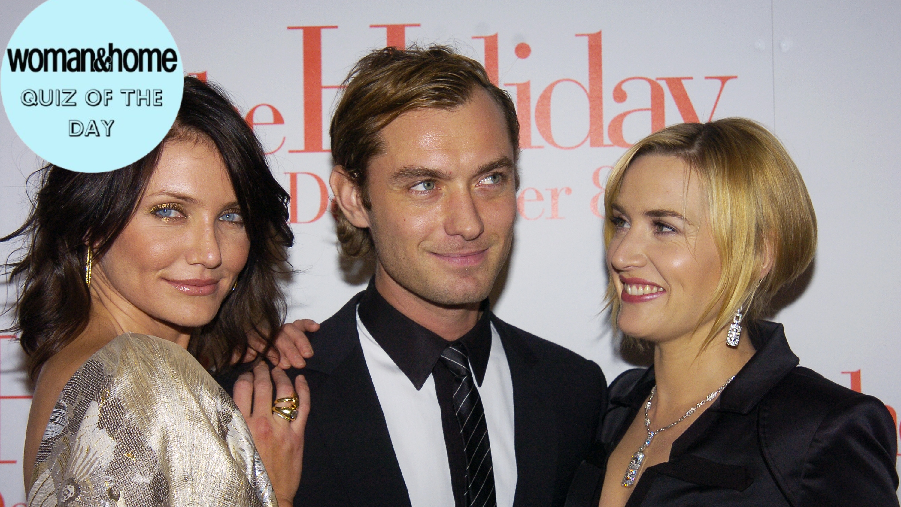 Quiz of the Day - Cameron Diaz, Jude Law and Kate Winslet (l. to r.) attend the world premiere of the movie &quot;The Holiday&quot; at the Ziegfeld Theatre. They star in the film. (Photo by Richard Corkery/NY Daily News Archive via Getty Images)