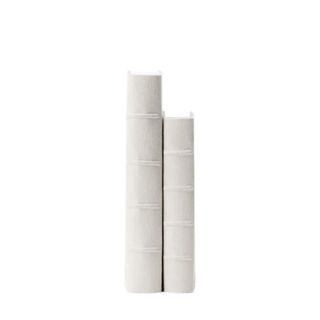 set of two white linen books