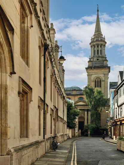 Fig 2: All Saint&rsquo;s Church viewed along the Turl Street fa&ccedil;ade of the college. Lincoln College, Oxford. &copy;Paul Highnam for Country Life
