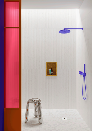 colorful accent shower room