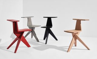 Wooden chairs in different colours