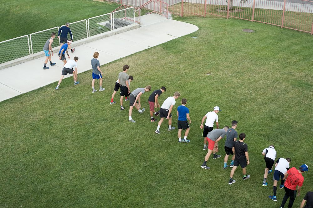 Campers get ready for a sprint