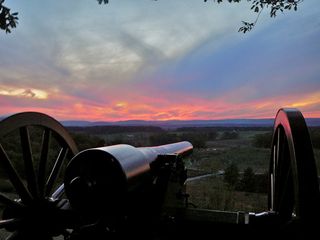 Gettysburg: Cannon on Little Round Top at sunset