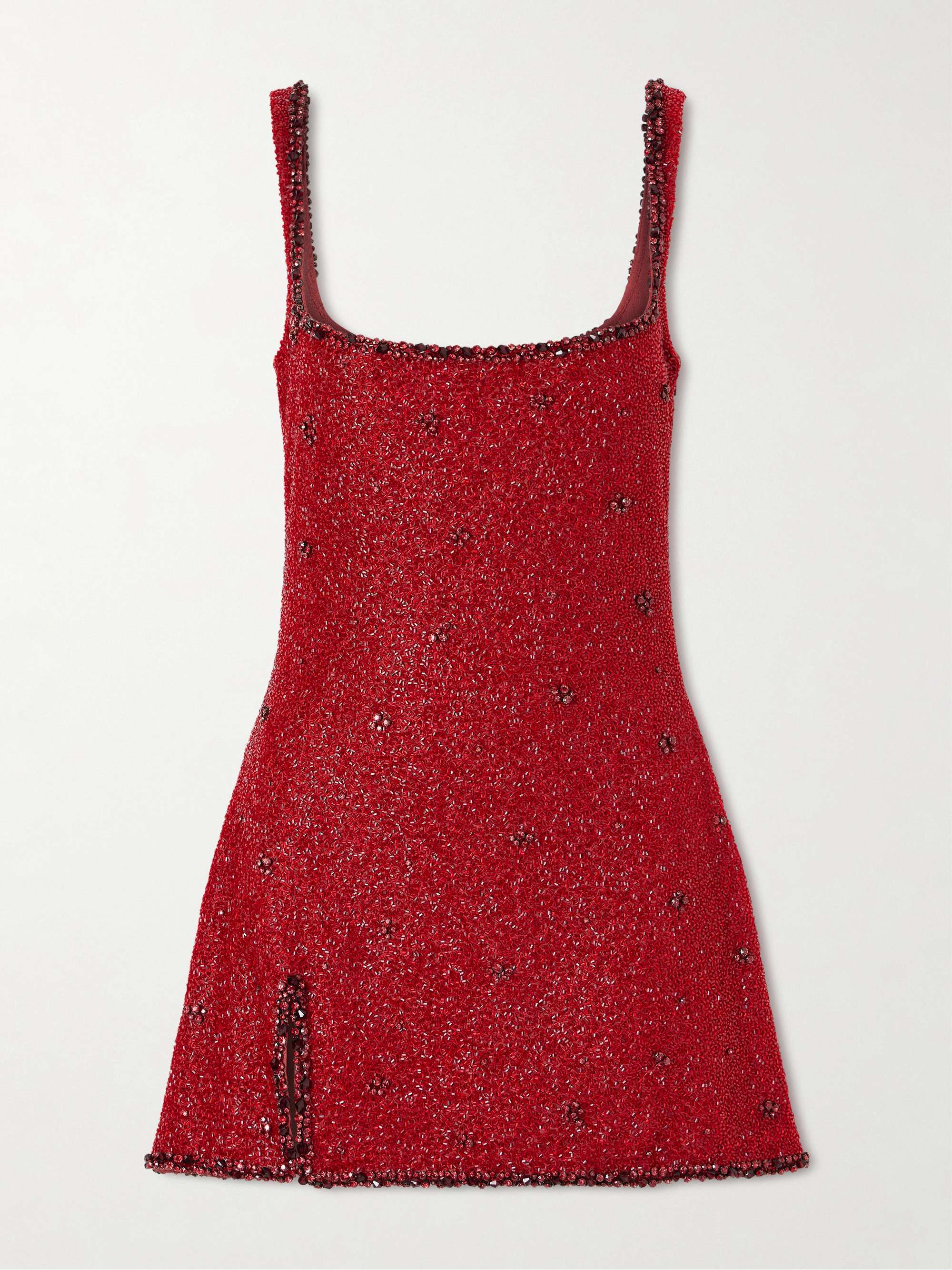 Athena Embellished Stretch-Mesh Mini Dress