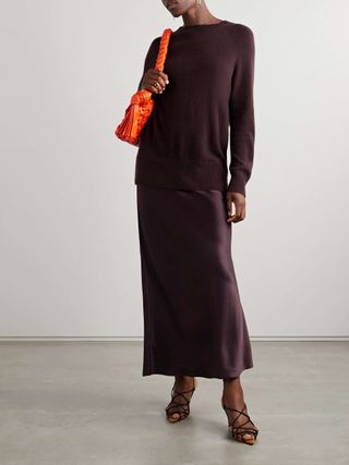 Monument Cashmere and Silk-Satin Maxi Dress