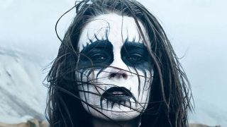 The poster for the movie Metalhead, featuring a woman in corpse paint