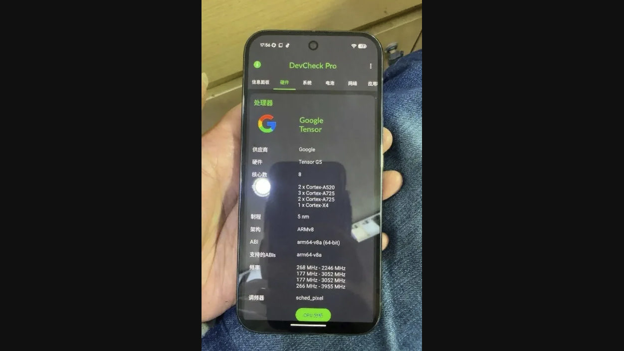 A leaked photo of a Pixel 10 Pro prototype