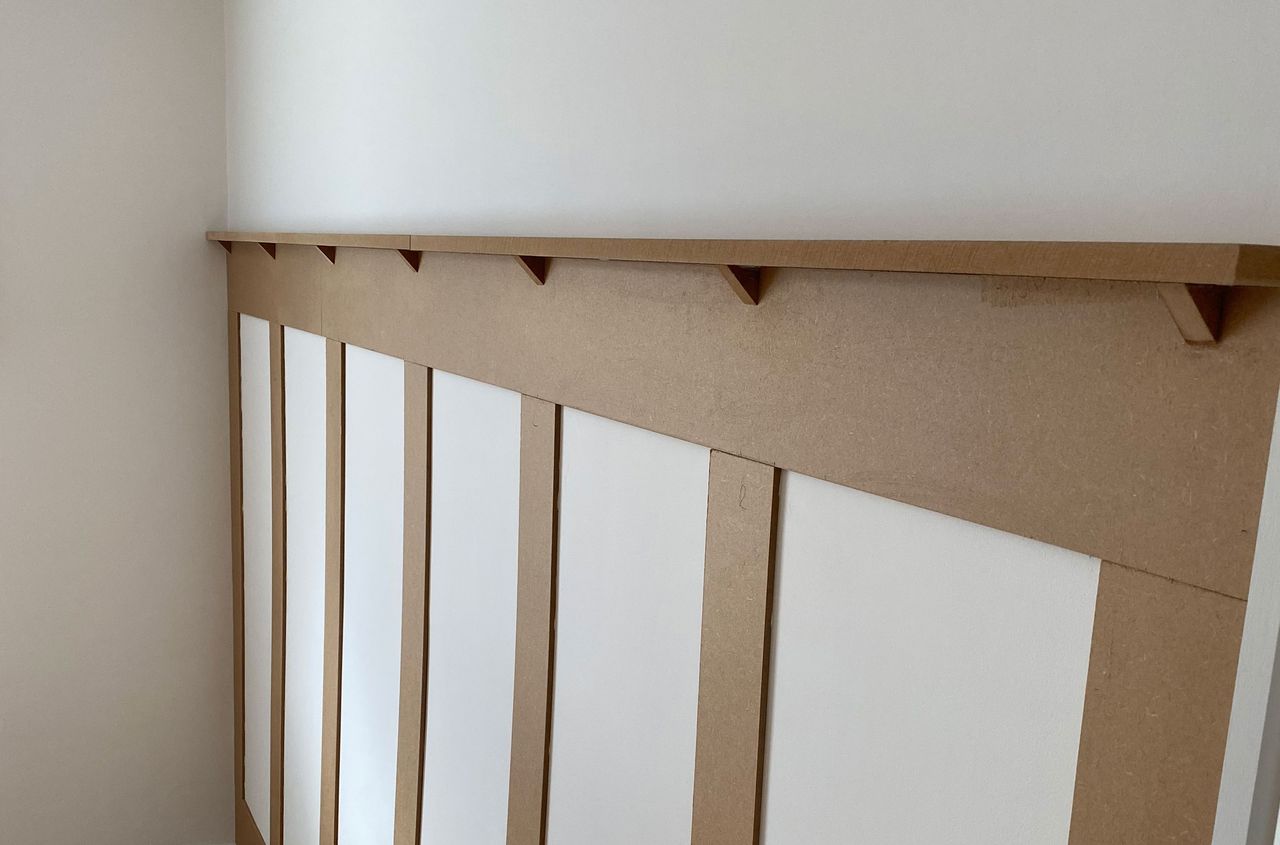 close up of diy wall panelling