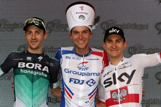 Emmanuel Buchmann, Georg Preidler and Michal Kwiatkowski on the podium