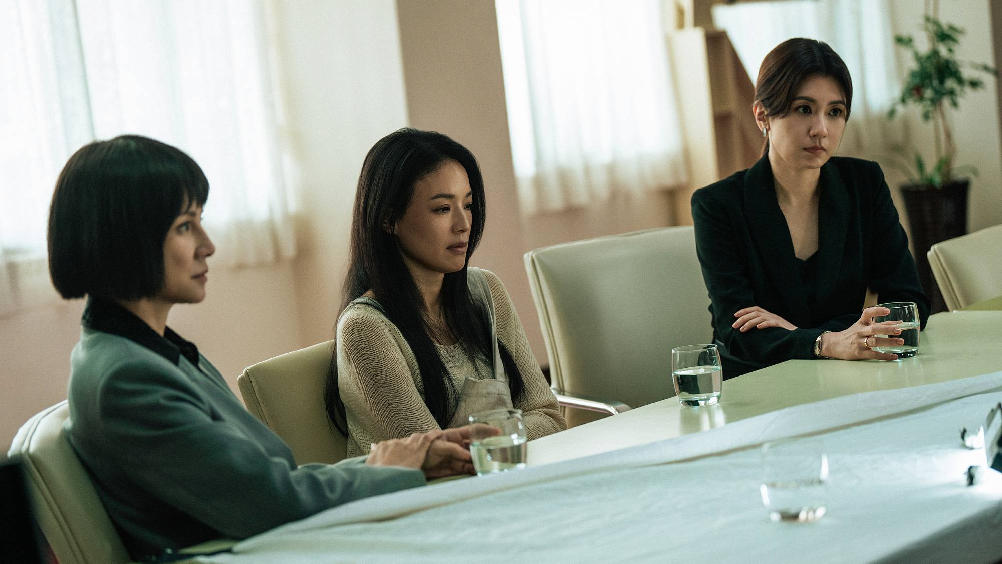 Shu-qi, Sinje Lee, and Alyssa Chia in "The Resurrected" series on Netflix