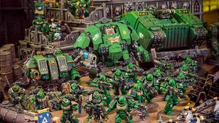 Space Marines from the Salamanders chapter.