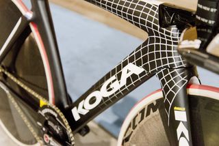 The Koga TeeTeeTrack frame is decorated with a spider's web effect