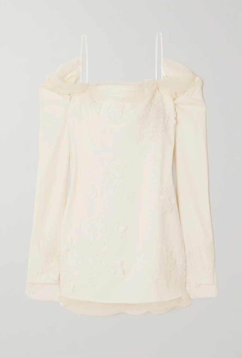 An image of a Danielle Frankel mini wedding dress.