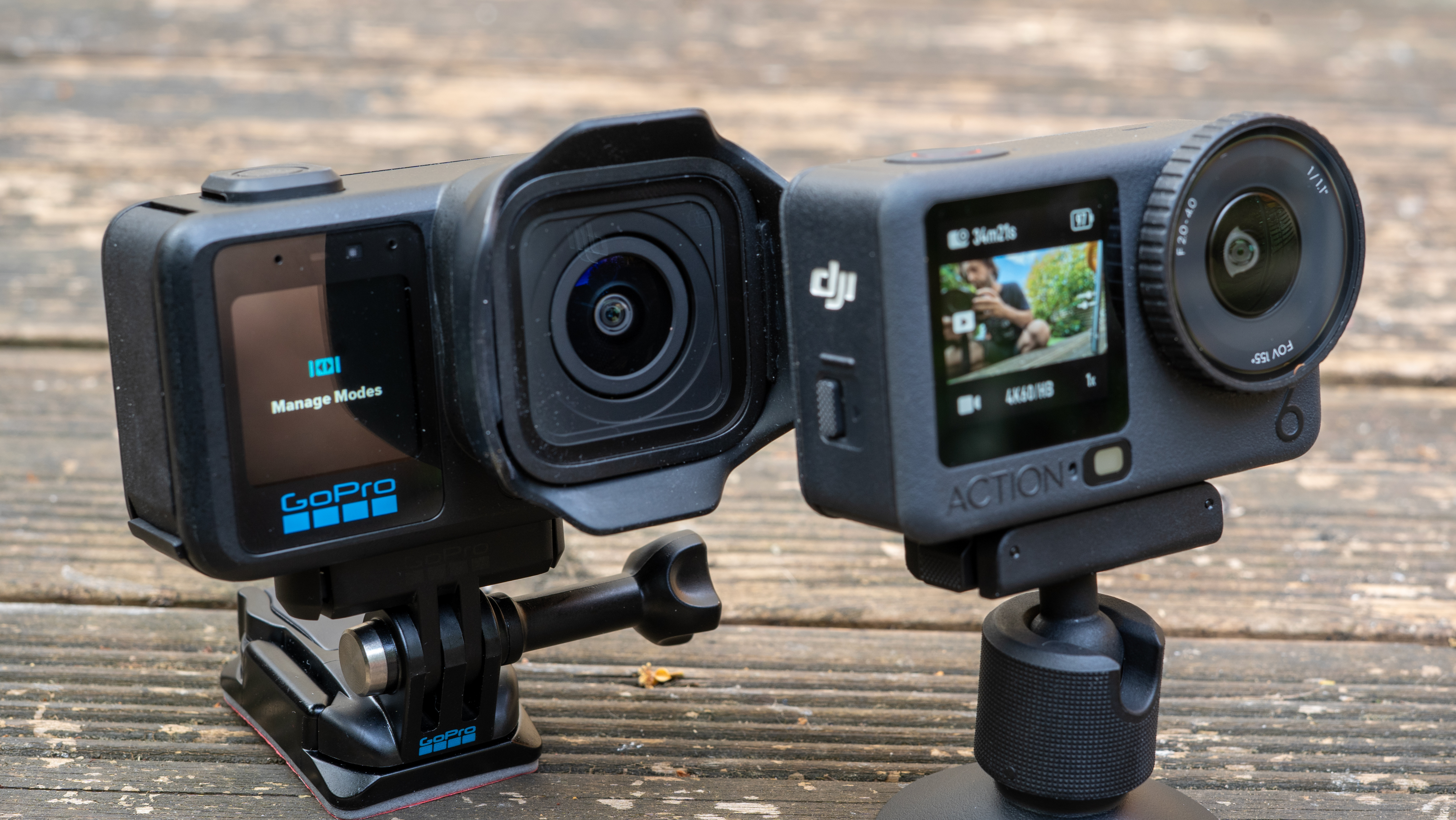 GoPro Mission 1 Pro next to DJI Osmo Action 6