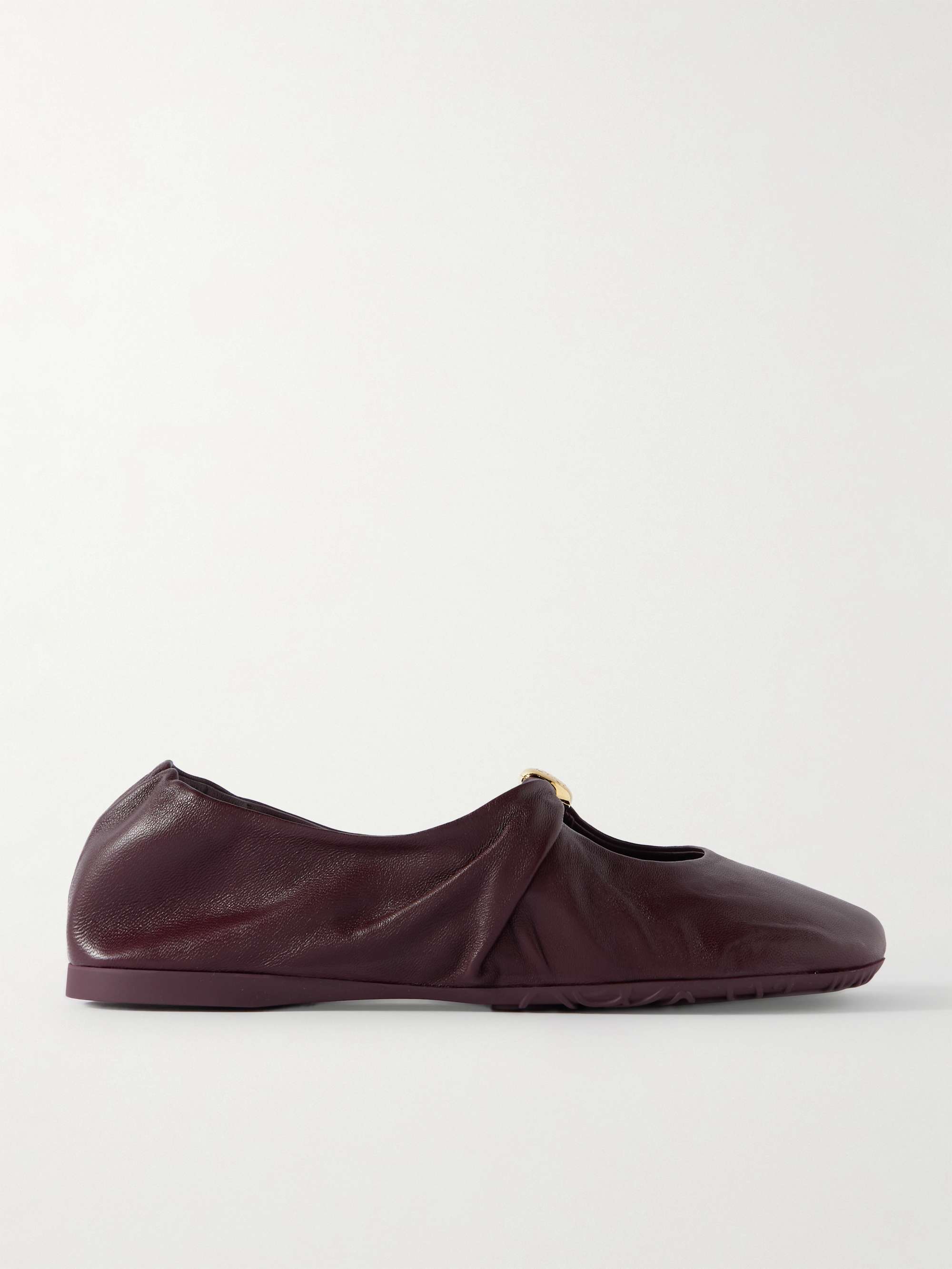 Pebble Embellished Leather Ballet Flats