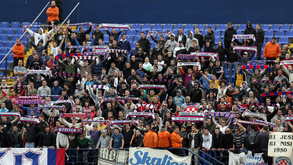 Hajduk Split fans during the UEFA Europa League Play-Off, First