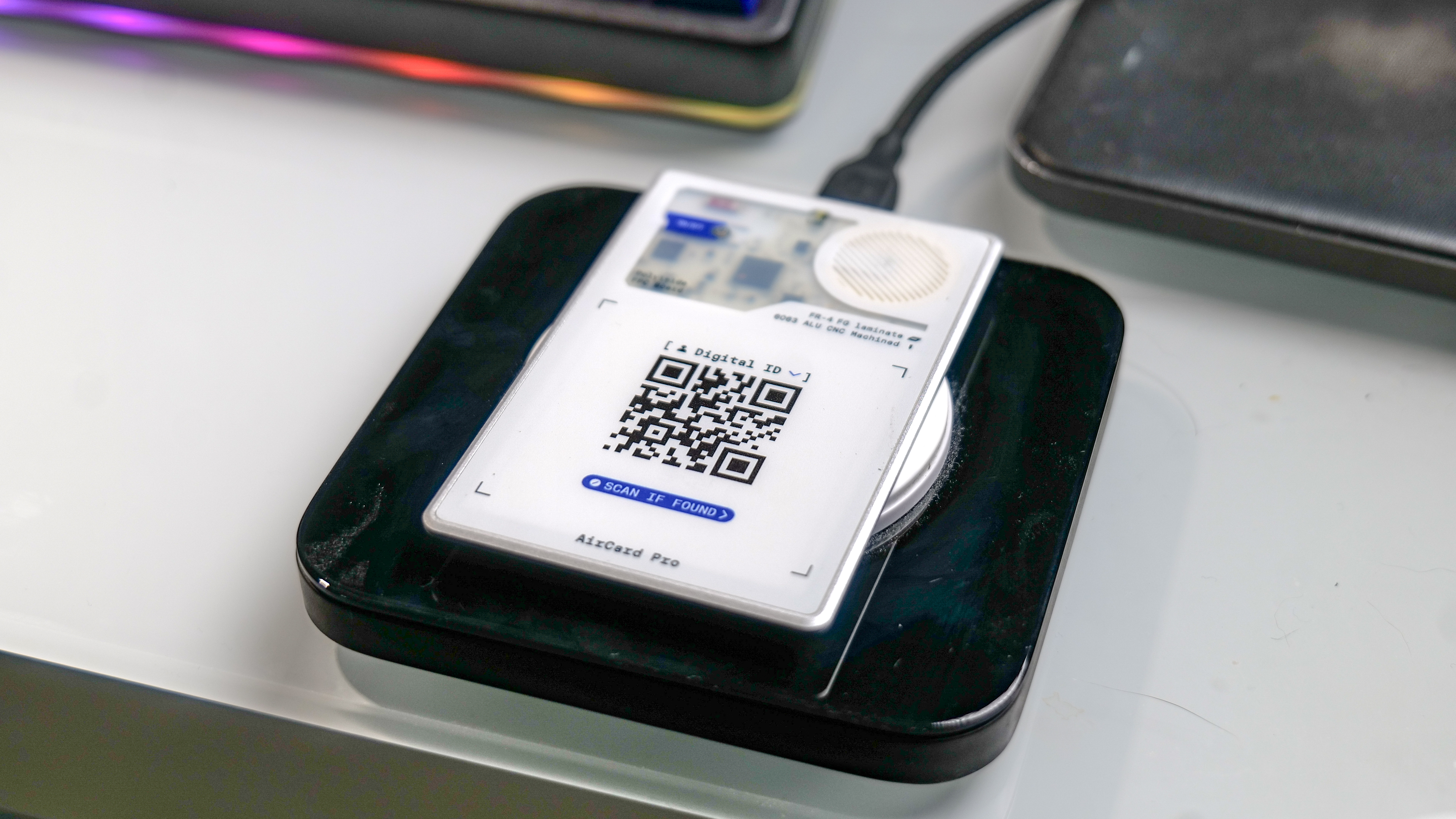 Rolling Square AirCard Pro charging in a MagSafe charger.