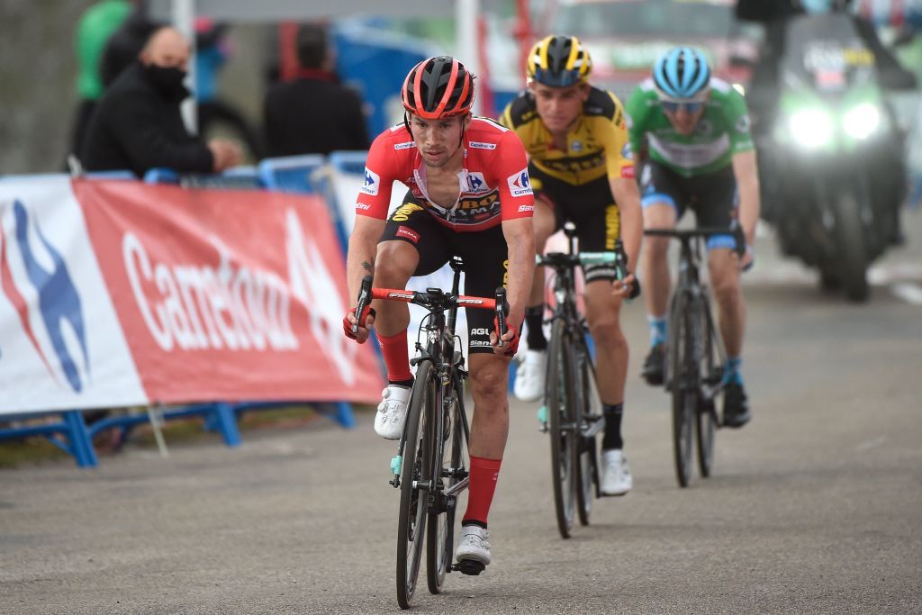 Team Jumbo-Visma&#039;s Slovenian rider Primoz Roglic speeds to the finish line during the 12th stage of the 2020 La Vuelta cycling tour of Spain a 1094km race from Pola de Laviana to Alto de lAngliru on November 1 2020 Photo by MIGUEL RIOPA AFP Photo by MIGUEL RIOPAAFP via Getty Images