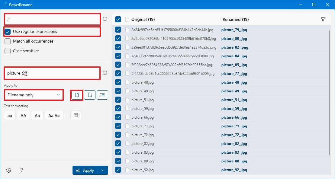 Change name all files with PowerToys