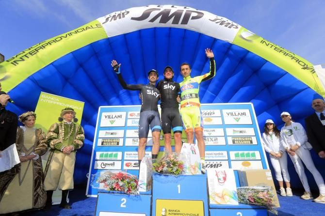 The final overall podium: Dario Cataldo, Pete Kennaugh and Matteo Rabottini