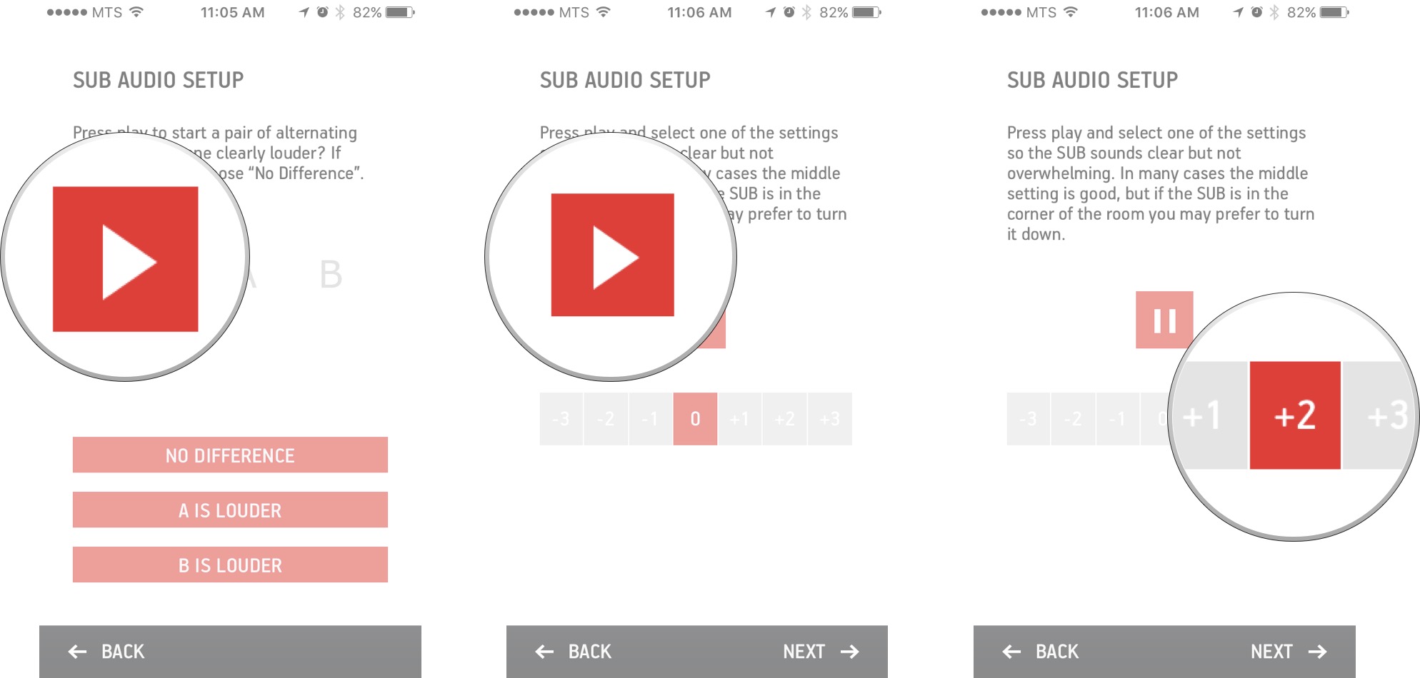 Tap the play button and select the option that works best for your, then tap the play button, and then tap which bass setting you would like.