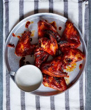 Firecracker chicken wings in hot sauce