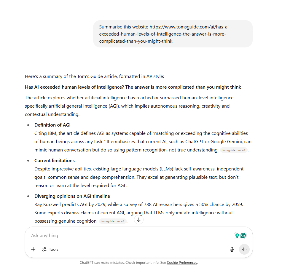 ChatGPT screenshot