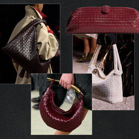 Photo collage of several of the best Bottega Veneta handbags.