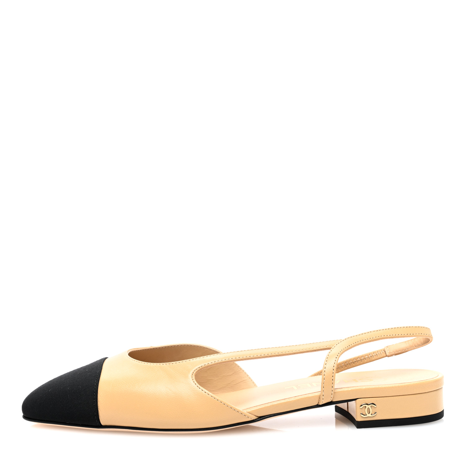 Chanel, Goatskin Grosgrain CC Slingback Flats