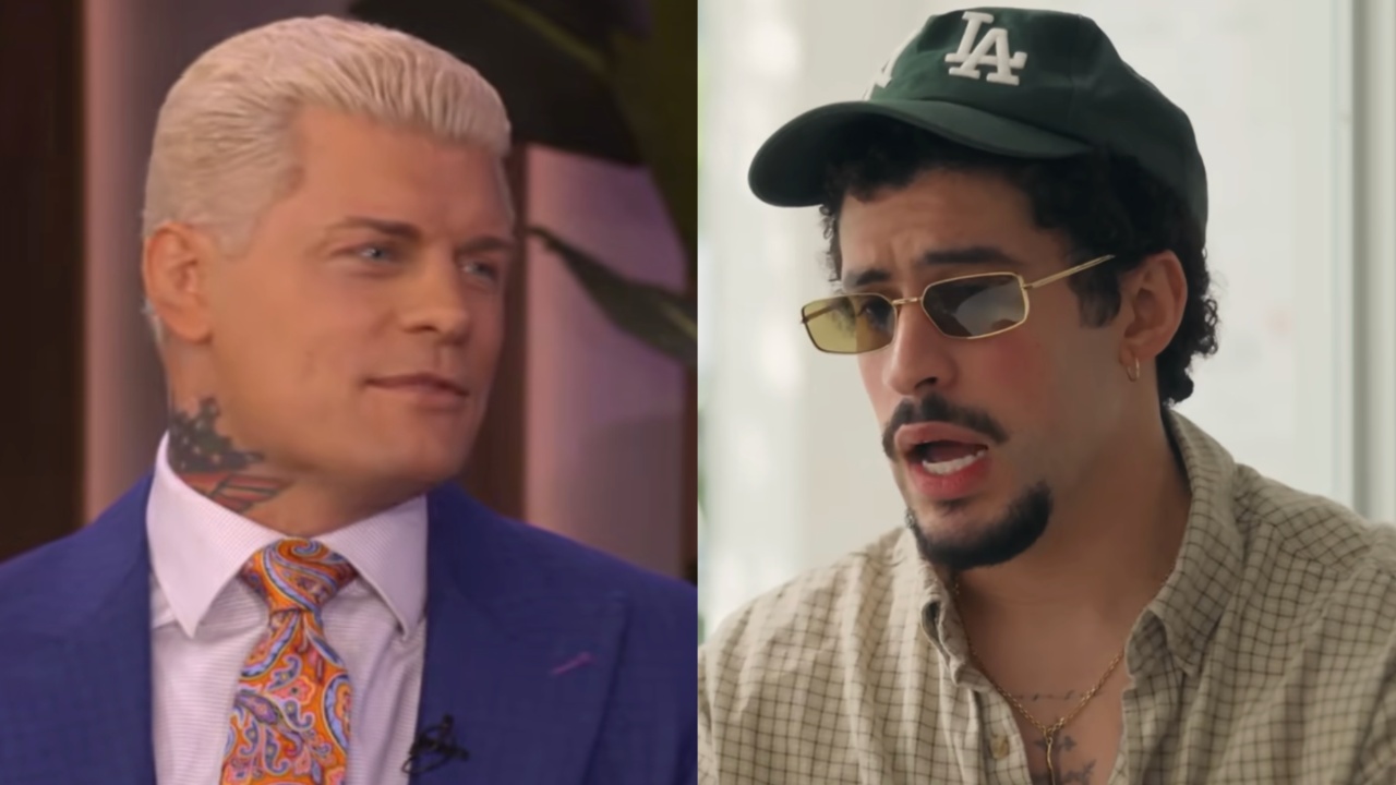 Cody Rhodes and Bad Bunny split image