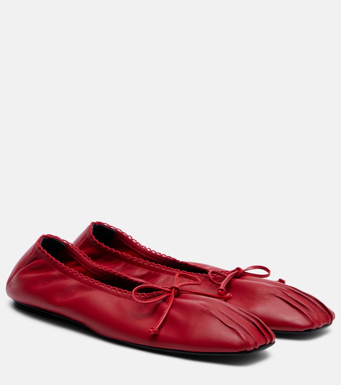 Bow-Detail Leather Ballet Flats in Red - Magda Butrym