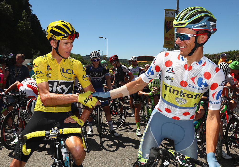 Yellow jersey Chris Froome (Team Sky) and mountain leader Rafal Majka (Tinoff) stage 16 Tour de France