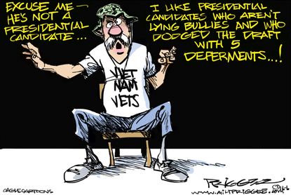 Political Cartoon U.S. Trump veteran