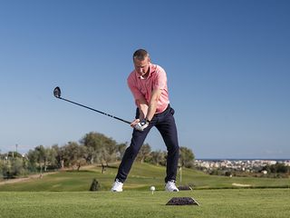 Anders Mankert demonstrating a key position in the driver downswing