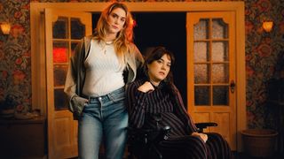 Elena Saurel as Jo and Kyla Harris as Freya looking at the camera in a promotional photo for We Might Regret This