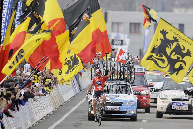 Fabian Cancellara had plenty of time to celebrate his first Tour of Flanders win in 2010