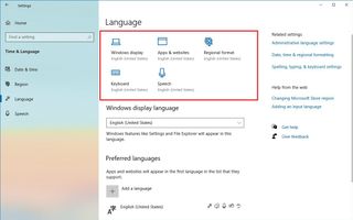 Windows 10 Language settings on the 2020 update