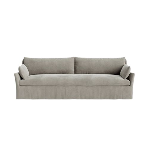 Gray velvet sofa