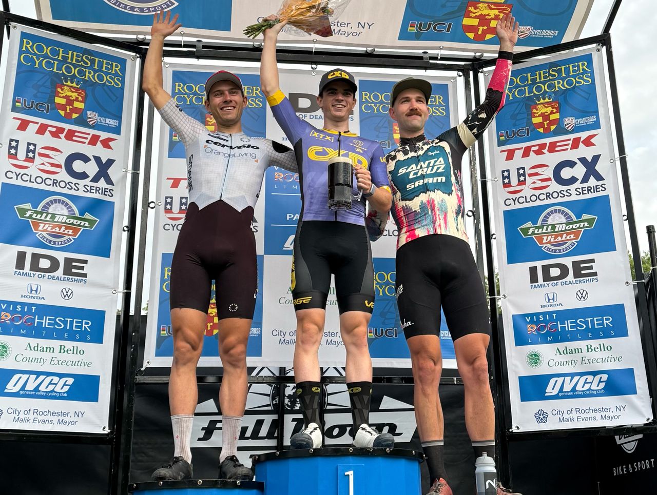 Elite men's podium at C1 Rochester Cyclocross
