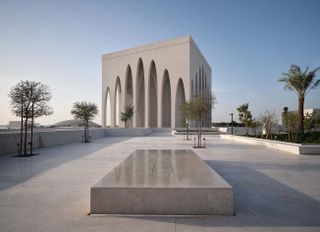 Imam Al-Tayeb Mosque exterior, part of the Abrahamic Family House, Abu Dhabi