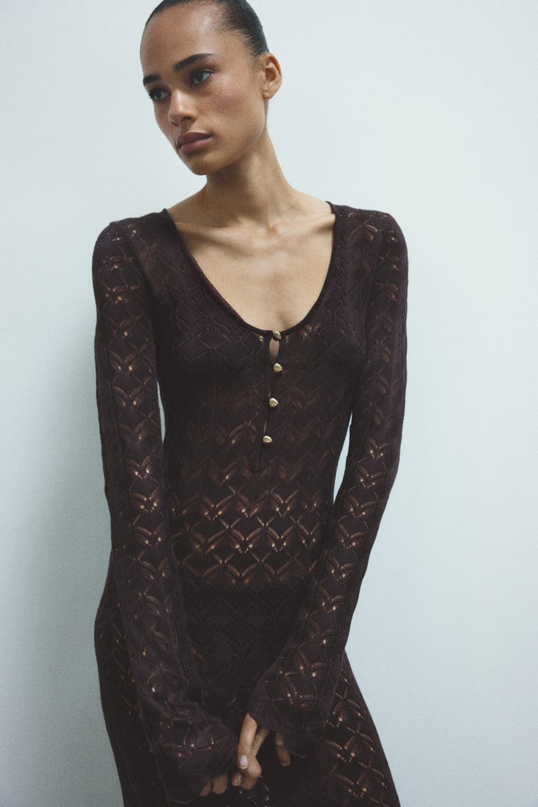 Crochet-Look Button-Top Dress