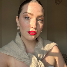 Katie Berohn wearing hot pink liquid lipstick