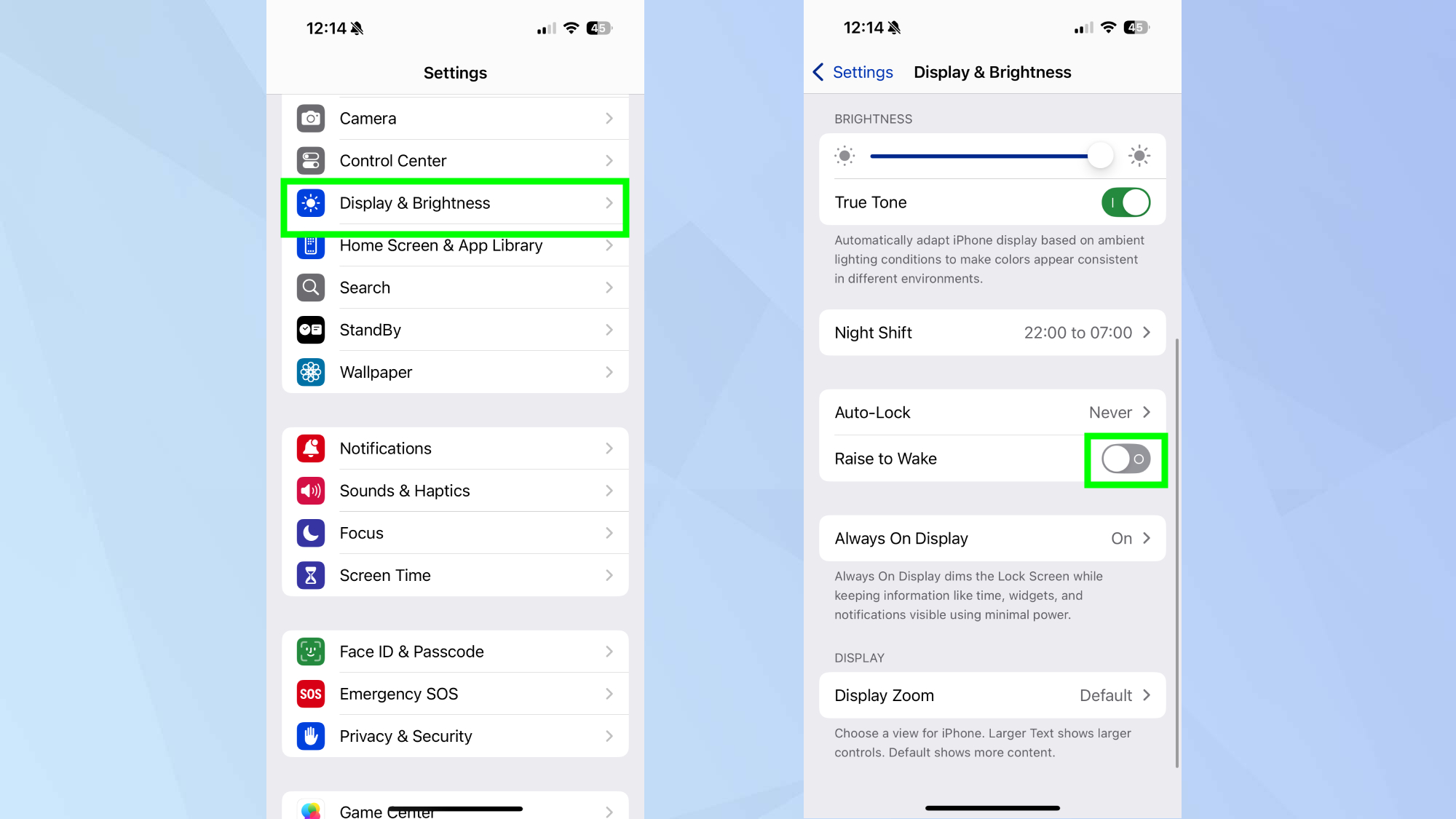 How to turn off raise to wake on iPhone 