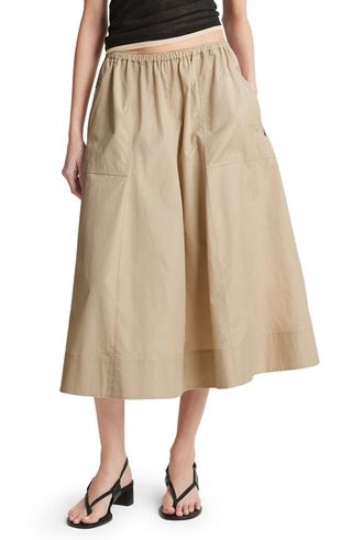 Gathered Cotton Utility Skirt