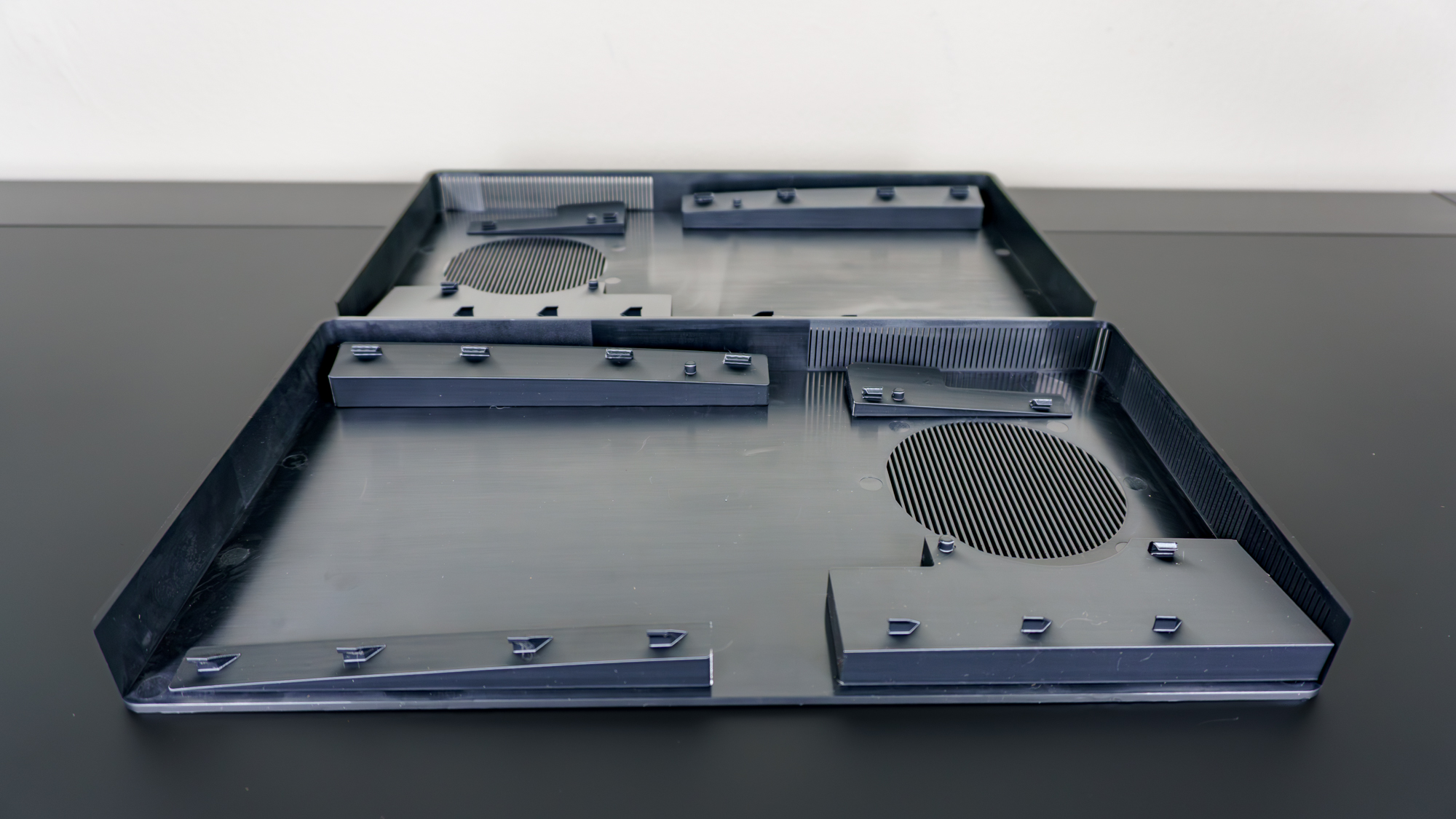A set of BoxPlates console covers on a desk
