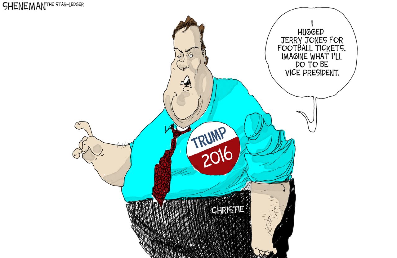 Political cartoon U.S. Christie Trump 2016